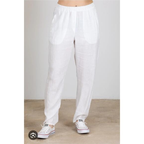 CP Shades Womens Designer 100% Linen White Semi Sheer Ari Pants Small - Picture 1 of 8